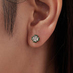925 Sterling Silver Earrings with Pavé Set CZ & White Gold Plating, 0.75cm for Women