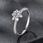 925 Sterling Silver Pavé Moissanite Ring with CZ - Size 6