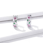925 Sterling Silver Earrings with Pavé Setting CZ, 1.2*0.5cm, for Women