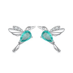 925 Sterling Silver Transparent Glass Earrings with CZ for Women
