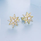 925 Sterling Silver Pavé Setting Gold Plated Earrings