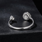 925 Sterling Silver Moissanite 0.5ct & 0.2ct Ring in Size E for Women