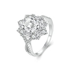 925 Sterling Silver 2 Carat Moissanite Ring in White Gold Plating - Size 8 for Women