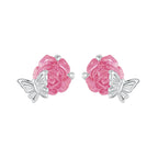 925 Sterling Silver White Gold Plated Resin Earrings 8x10mm for Women