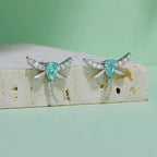 925 Sterling Silver Earrings with CZ and Glass, 12x14mm, for Women
