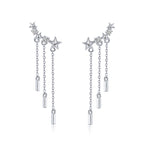 925 Sterling Silver Plated Platinum Pavé Setting CZ Earrings 3.4*0.7cm for Women