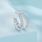 925 Sterling Silver White Gold Plated Hoop Earrings 0.7x1.3cm for Women