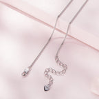 925 Sterling Silver Necklace with Pavé Setting CZ, 25x19mm Pendant, 400mm-450mm Length for Women