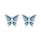 S925 Sterling Silver Earrings with Enamel Process, 6*8mm, Plated Platinum for Women