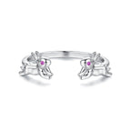 925 Sterling Silver Rabbit Ring with Pavé Setting CZ in White Gold for Women
