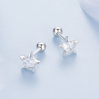925 Sterling Silver Earrings with Pavé Setting CZ in White Gold