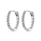 925 Sterling Silver Plated White Gold Earrings Size 1.4x0.2cm for Women