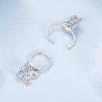 925 Sterling Silver Earrings with Pavé Setting CZ and Transparent Glass for Women