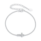 925 Sterling Silver Moissanite Bracelet 15+6cm, Plated White Gold, for Women