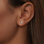 925 Sterling Silver Amazonite Earrings 0.55cm Plated White Gold for Women
