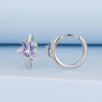 925 Sterling Silver White Gold Plated Enamel CZ Hoop Earrings for Women
