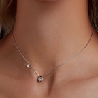 925 Sterling Silver + Moissanite Adjustable Necklace for Women - White Gold 0.5ct & 0.1ct