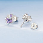 925 Sterling Silver Earrings with Nano Opal Stone and CZ, White Gold Plated, 0.7cm, for Women