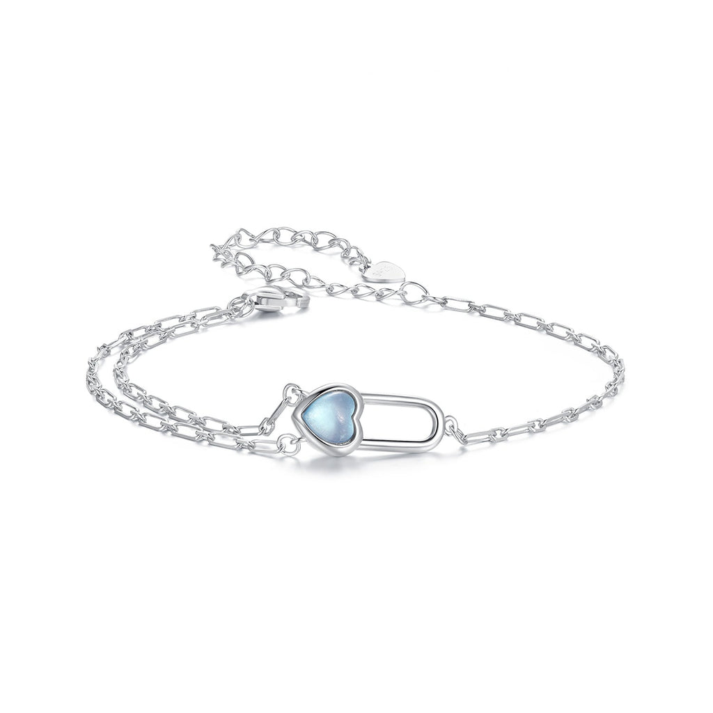 925 Sterling Silver Aquamarine Bracelet for Women