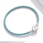 925 Sterling Silver and Leather 17cm Bracelet