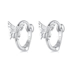 925 Sterling Silver Earrings with White Gold Plating, 1.1x0.7 cm, for Women