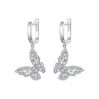 925 Sterling Silver Earrings with Pavé Setting CZ, 37x19mm for Women