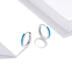 925 Sterling Silver + Platinum Translucent Opal Earrings for Women