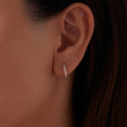 925 Sterling Silver Plated White Gold Earrings Size 1.4x0.2cm for Women