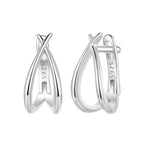 925 Sterling Silver Earrings 1.2x0.6cm with White Gold Plating for Women