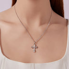 925 Sterling Silver Plated White Gold Moissanite Necklace 40+5cm for Women