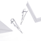 925 Sterling Silver Earrings with Plated Platinum and Pavé Setting CZ, Size 6.5cm