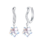 925 Sterling Silver Earrings with Transparent Glass and White Gold Plating for Women
