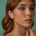925 Sterling Silver White Gold Plated Enamel Earrings with Shell Pearl for Women