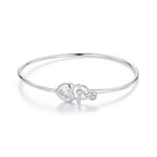 925 Sterling Silver Bracelet with CZ, 17mm, White Gold Plated, For Women