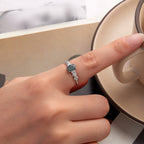 925 Sterling Silver Agate and CZ Pendant Ring Size 6 for Women