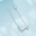 925 Sterling Silver Necklace with CZ Pendant, 450mm Length, Platinum Plated, for Women