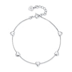 925 Sterling Silver Plated White Gold 17+3.5cm Heart-Shaped Bracelet for Women