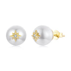 925 Sterling Silver Earrings with CZ and Synthetic Pearl for Women
