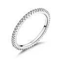 925 Sterling Silver Platinum Plated CZ Pavé Setting Ring Size 5.0 for Women