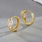 925 Sterling Silver Pave Setting CZ Earrings with Gold Plating, 1.3x0.5cm for Women