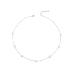 925 Sterling Silver White Gold Plated Necklace with Shell Pearl 400+50mm