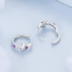 925 Sterling Silver Earrings with Pavé Setting CZ in White Gold, 1.2*0.6cm for Women