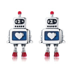 925 Sterling Silver 1.3cm Oxidized Enamel Earrings for Women