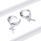 925 Sterling Silver Earrings with Pavé Setting CZ in Oxidized Finish