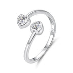 925 Sterling Silver Heart Shaped 0.17cm CZ Ring for Women