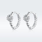 925 Sterling Silver Earrings with Pavé Setting CZ - 1cm for Women