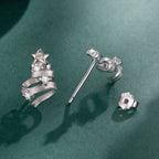 925 Sterling Silver Earrings with White Gold Plating and CZ