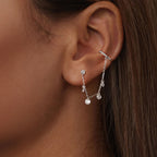 925 Sterling Silver Earrings with Pave Setting CZ - White Gold Plated for Women