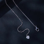 925 Sterling Silver Moissanite Necklace with Pavé Setting in Platinum, 450mm, for Women