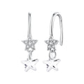 925 Sterling Silver Earrings with Pavé Setting CZ, White Gold Plating, 2.1*0.6cm, for Women